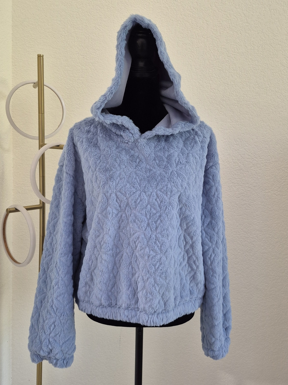 No Boundaries Powder Blue Plush Hooded Jacket